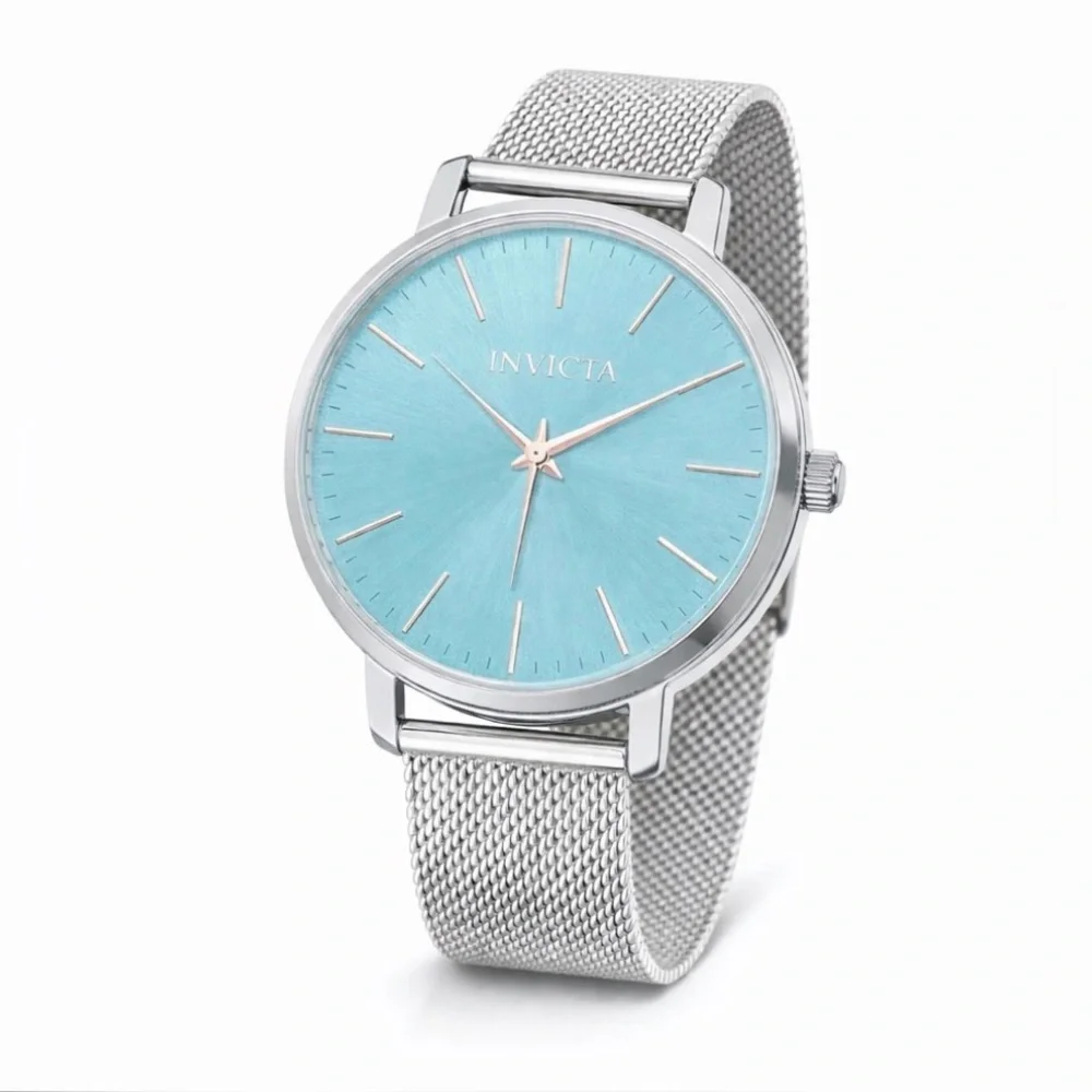 Invicta Ladies Silver Mesh Watch with Blue Dial